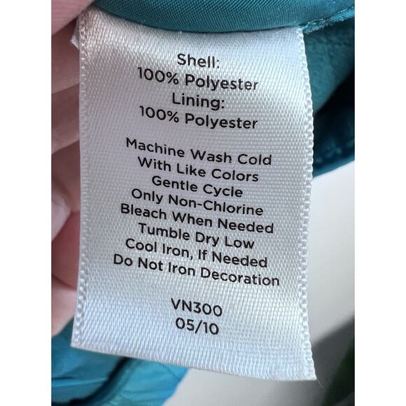 TALBOTS PM Equestrian Quilted Vest Teal Corduroy Collar Medium Fleece Lined Prep - Picture 8 of 13